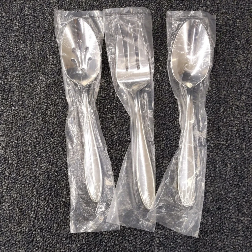 3 pc Lenox COVINGTON 18/10 Glossy Stainless Serving Spoon Fork Slotted Spoon New